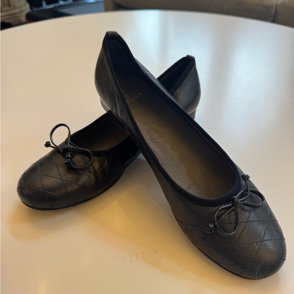 Stuart Weitzman Navy Quilted Flats